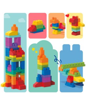 80-piece Big Building Bag Blocks for Toddlers 1-3, Blue