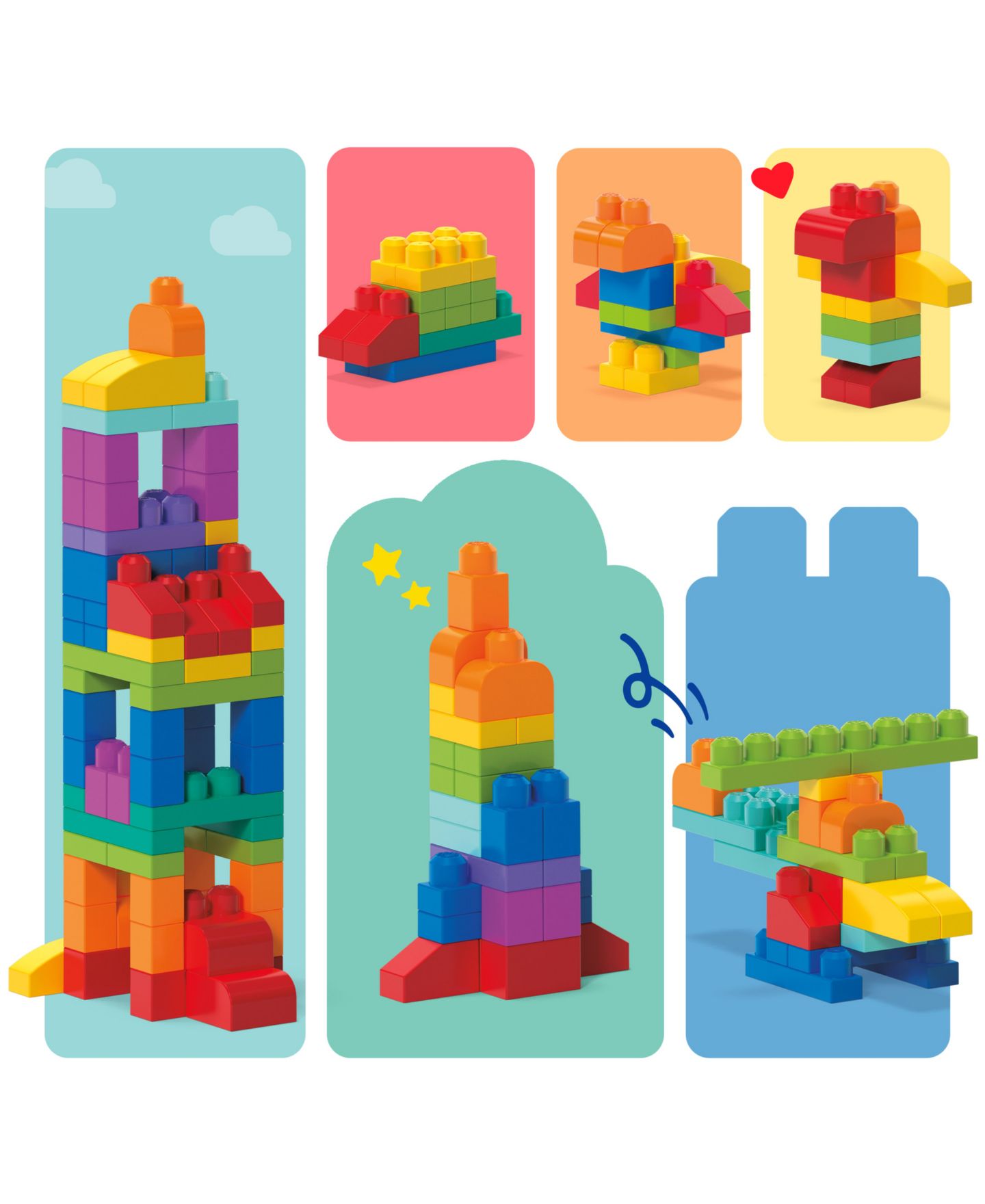 Сумки Mega Bloks 80-piece Big Building Blocks 1-3, Blue для малышей — фото 5