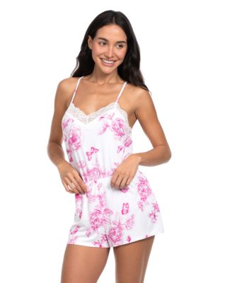 Women's Satin Toile Flight Top and Shorts, 2-Piece Set