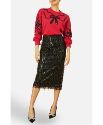 Women's Sequinned Bow Neckline Sweater