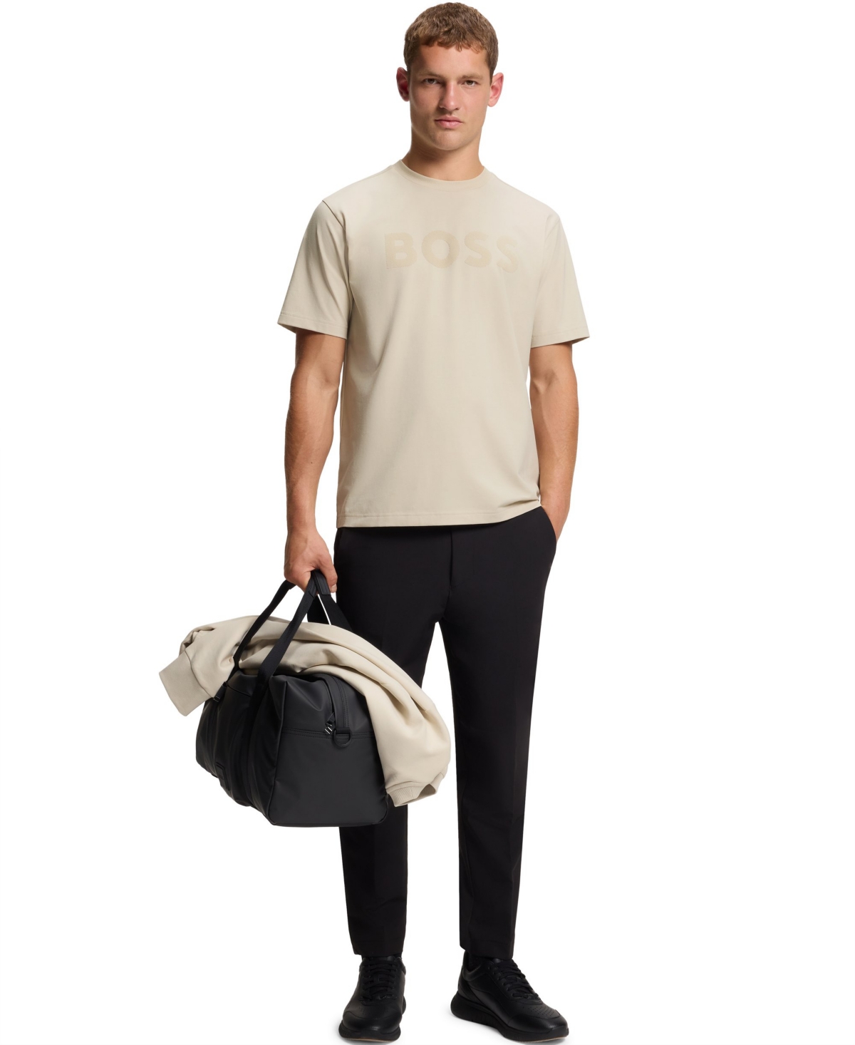 Boss by Hugo Men's Stretch Cotton Tonal Logo Relaxed-Fit T-Shirt