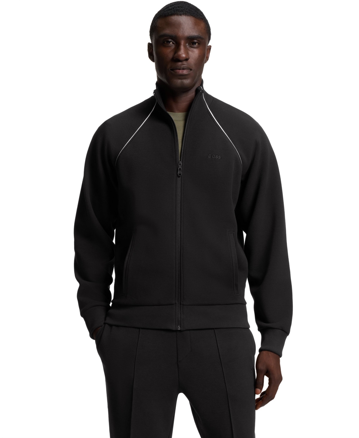 Boss by Hugo Boss Men's Contrast Piping Cotton-Blend Sweatshirt