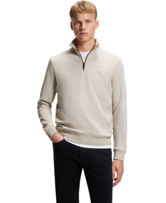 Men's Cotton Terry Logo Patch Zip-Neck Sweatshirt