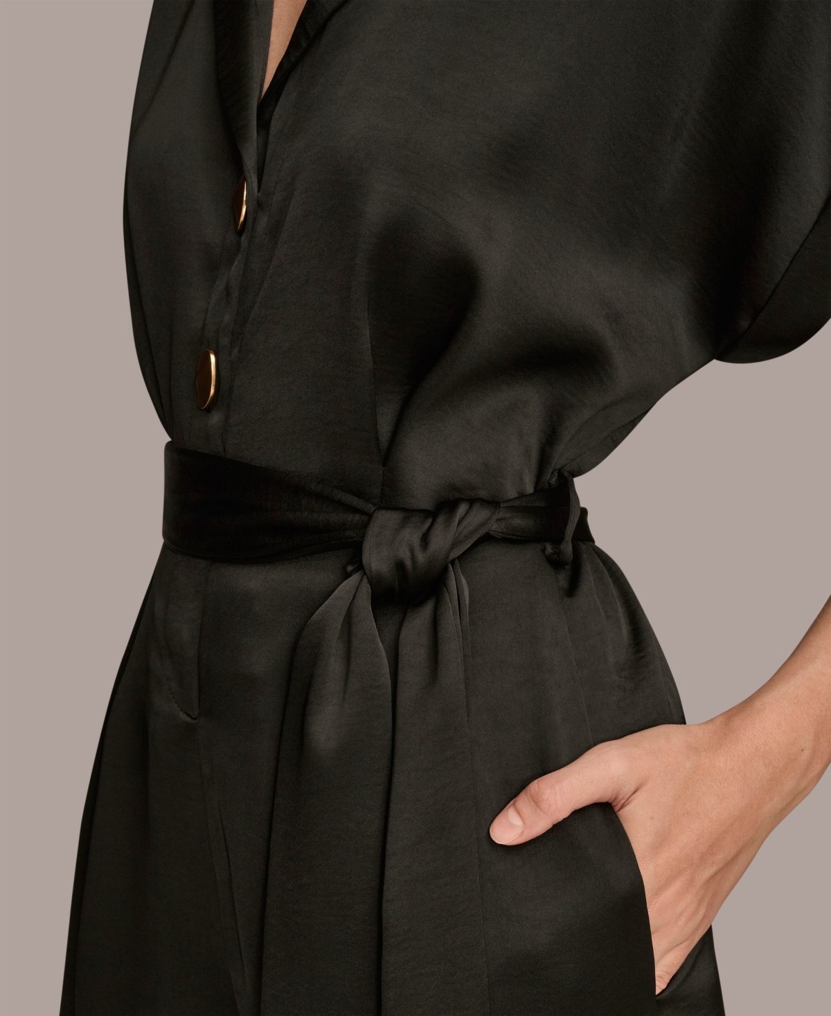 Donna Karan New York Women's Satin Wide Leg Jumpsuit