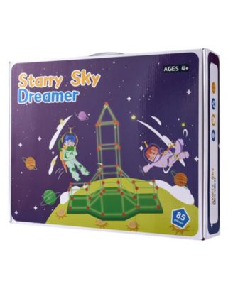 Fort Building Kit for Kids, 85 PCS Glow-in-the-Dark STEM Construction Set with 55 Rods & 30 Balls, Educational Toy for Kids 4–8+