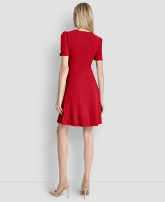 Women's Short Sleeve Fit and Flare Dress