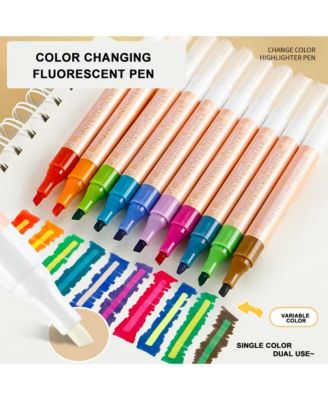 10 Colors Double-Head Colored Highlighter, Quick-Drying and Non-Bleeding for Meetings, Note-Taking, Office & School Supplies