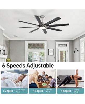 52-inch Modern Exquisite Sand Nickel 8-Blade Ceiling Fans with Adjustable Led Lights and Intelligent Remote Control