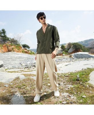 Men's Army Green Wrinked Korean Oversized Shirt.