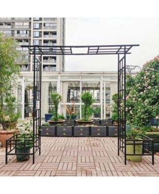 Metal Garden Arch Adjustable Width Black