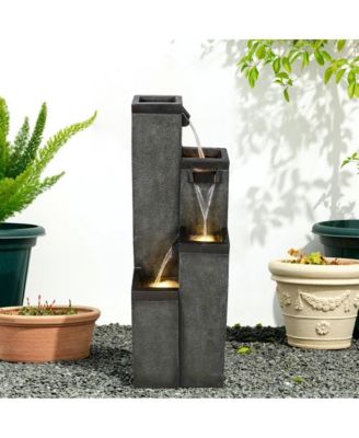 4-Tier Resin Indoor/Outdoor Water Fountain with Soothing Water Sounds for Garden, Patio, Home, and Office Decor
