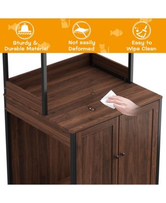 Storage Cabinet with Shelves, Large Open Storage & Doors Used for Pet