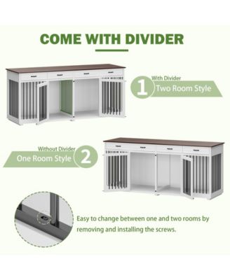 Dog Kennel Furniture with 4-Drawers and Dividers, Dog Cage Crates