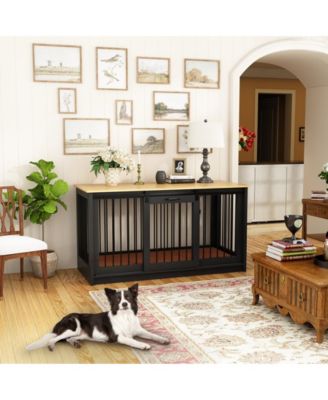 Dog Kennel Furniture, Pet Dog Cage with Sliding Door for Large Medium Small Dogs