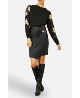 Women's Sequin Star Detail Relaxed Fit Sweater