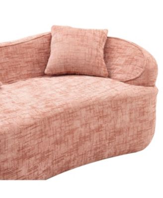 Streamdale Pink curved two-person compress sofa with armrests and two pillows