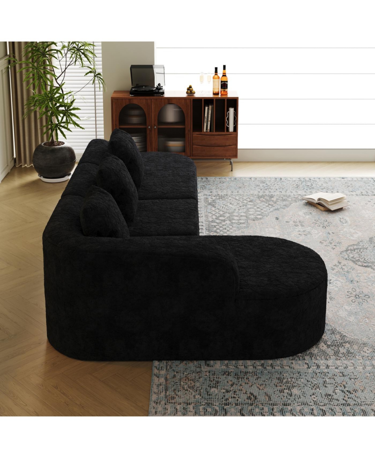 Streamdale Furniture Streamdale L-shaped curved modular sofa, modern lychee-textured polyester