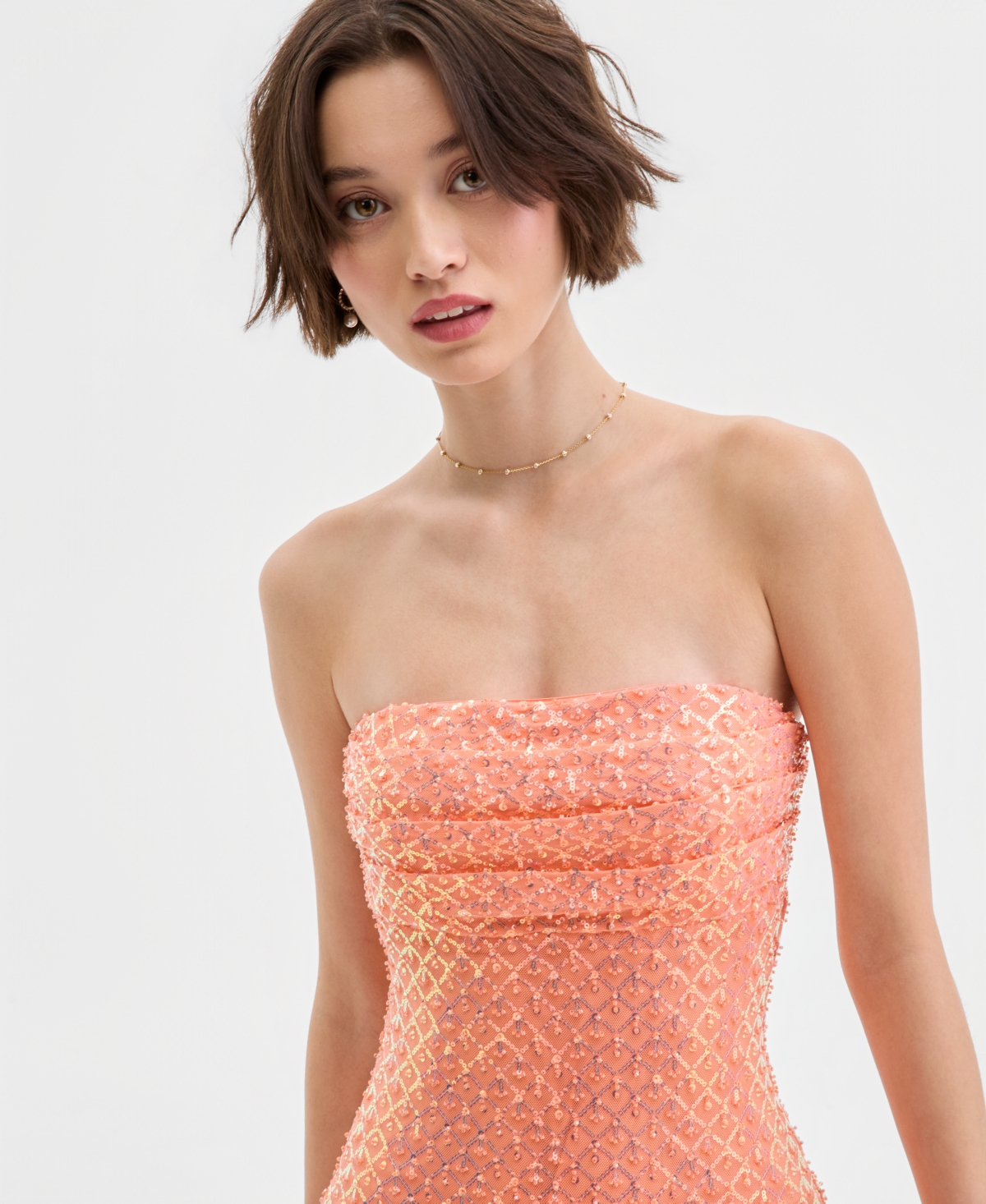 B Darlin Juniors' Embellished Straight-Neck Strapless Gown