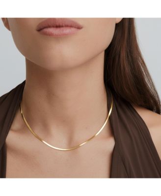 Dainty Gold Plated Minimalist Flat Snake Chain Necklace