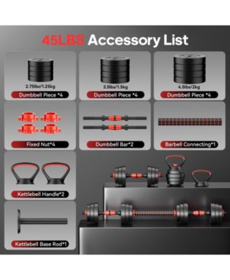 45LB 4-in-1 Adjustable Dumbbell Set