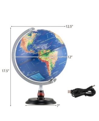 12 Inch Illuminated World Globe Antique Light up Globe Night Lamp