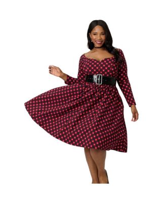 Plus Size Sweetheart Long Sleeve Swing Dress