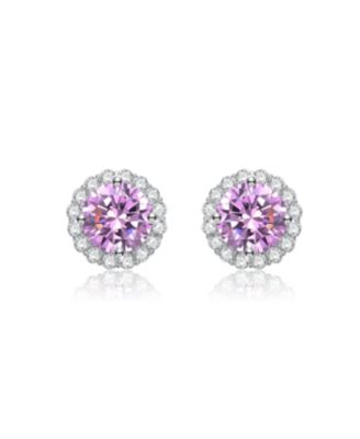 Elegant Dazzling 10MM Round Cubic Zirconia Halo Stud Earrings