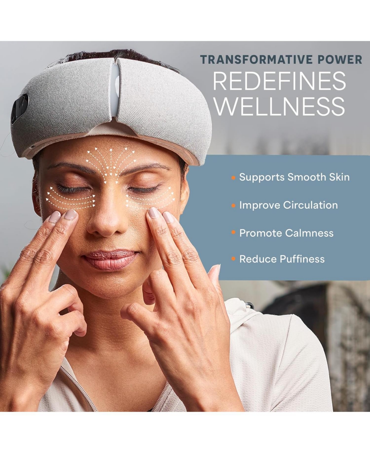 LifePro Eye Massager with Heat & Vibration - 4 Soothing Modes, Rechargeable, Bluetooth Music