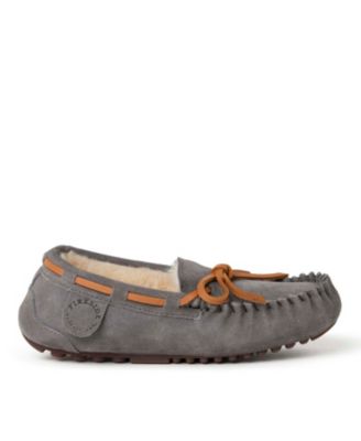 Dearfoams Kids Fireside By Parke Genuine Shearling Moccasin Slipper