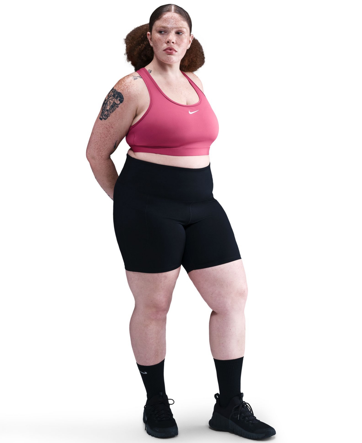 Nike Plus Size Active Medium-support Padded Logo Sports Bra In Multi