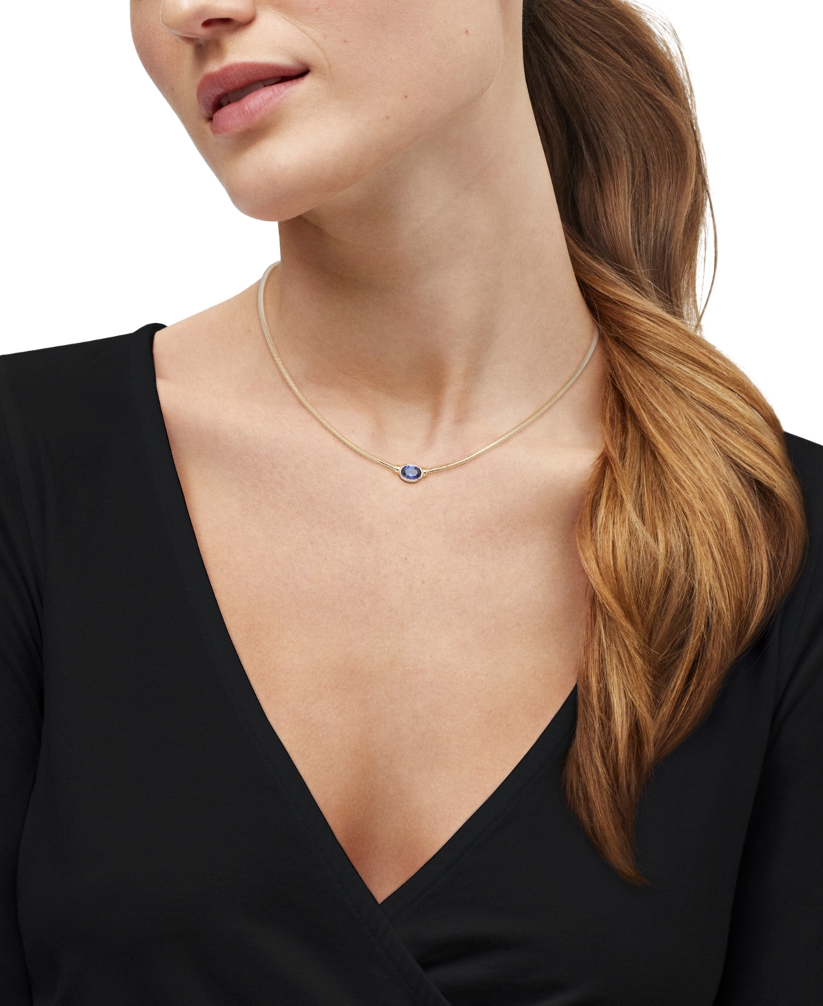 Macy's Sapphire Necklace (7/8 ct. t.w.) in 14k Yellow Gold-Plated Sterling Silver