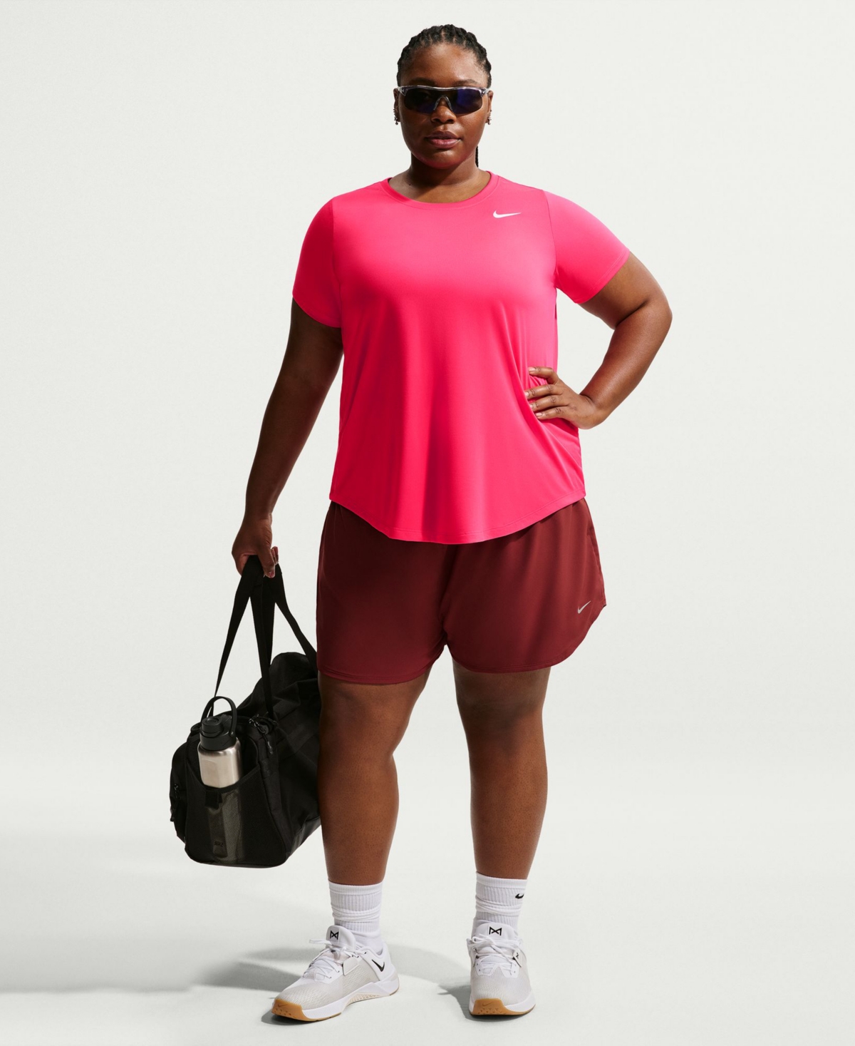 Nike Plus Size Active Dri-fit Women's Short-sleeve Logo T-shirt In Pink