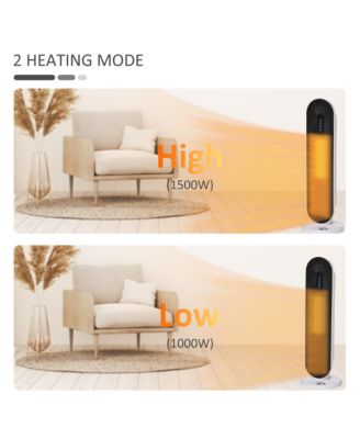 Portable Oscillating Ceramic Space Heater w/Remote & Anti-Tip, White