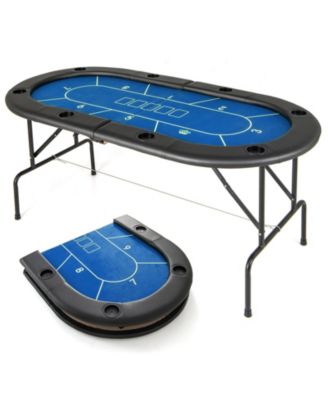 72 x 36 x 30.5 Inch Foldable Poker Table with 8 Cup Holders