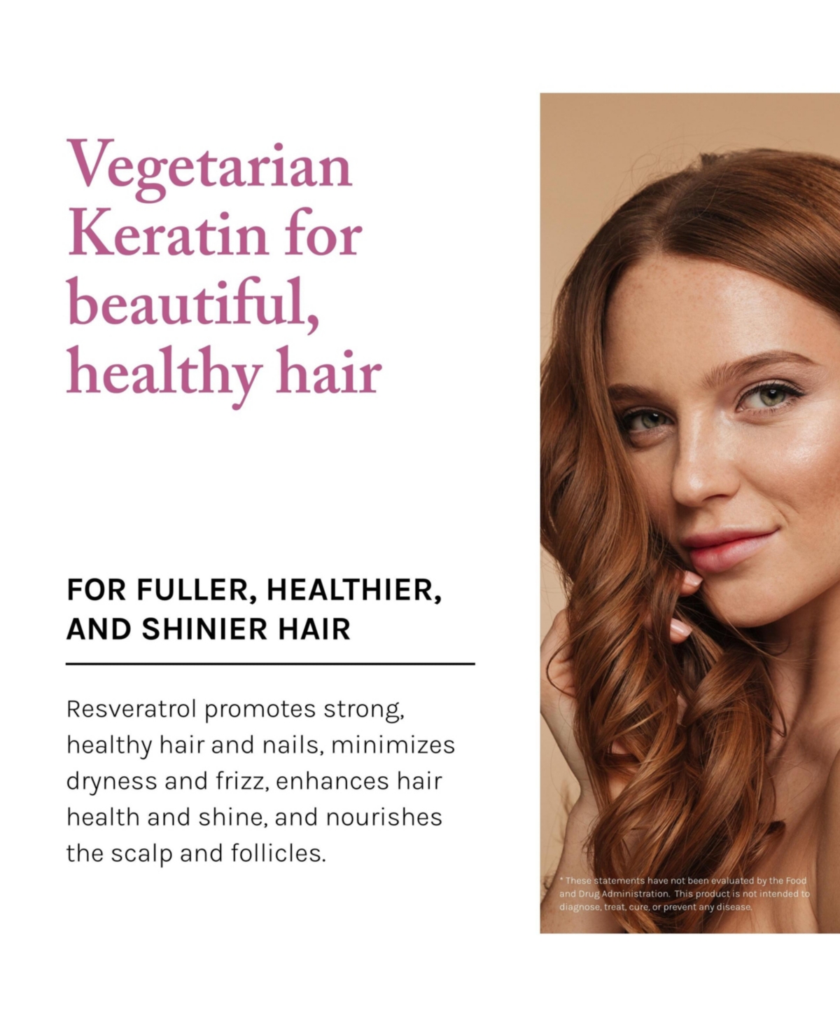 Reserveage Reserveage, Keratin Hair Booster, Hair and Nails Supplement, Supports Healthy Thickness and Shine with Biotin, 120 Capsules (60 Servings)