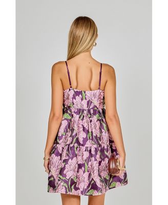 Women's Floral Jacquard Mini Dress