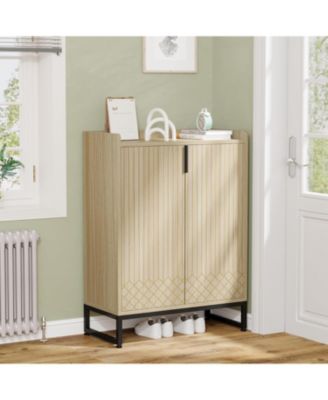 Shoe Cabinet with Doors,Natural 5 Tiers Shoe Storage Cabinet for Entryway, 25 Pairs Wooden Shoe Rack Cabinet