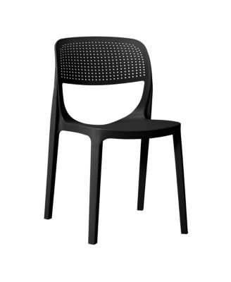 3-Piece Round Metal Bistro Dining Table Set And Stackable Resin Patio Dining Side Chairs