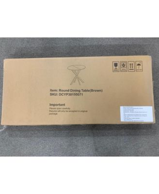 CASAINC 31.5 Inch Round Dining Table with Black Metal Legs