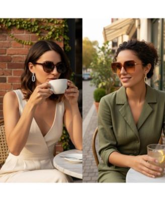 Modern Set of 2 Geometric Vertical U Rectangle Micro Pave CZ Dangling Chain Link Paperclip Earrings Gold Plated