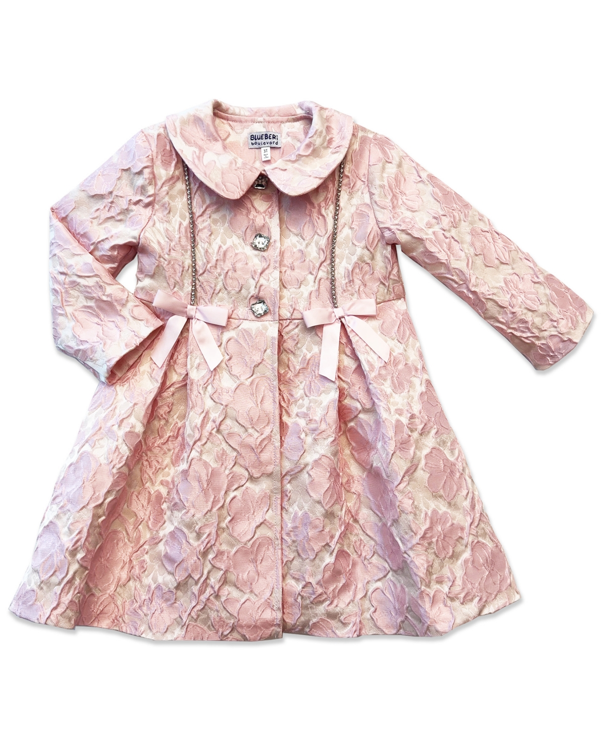 Blueberi Boulevard Girls' 2T-6X Jacquard Coat and Sleeveless Dress, 2-Piece Set