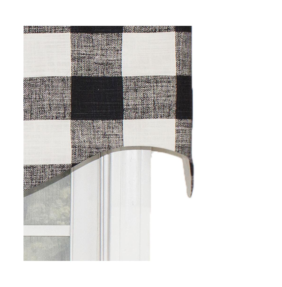 Rlf Home Grande Check Regal Style 3" Rod Pocket Valance 50" x 17" Black