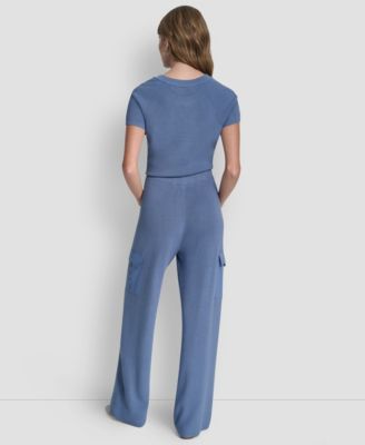 Women's Knit Straight-Leg Cargo Pants