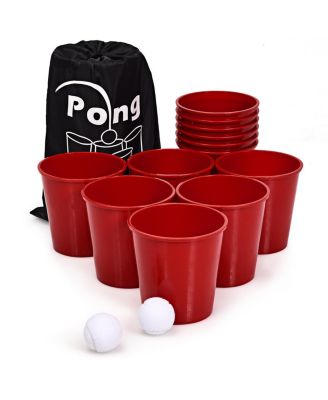 - Giant Yard Pong Game Set with Buckets, Balls & Carry Bag
