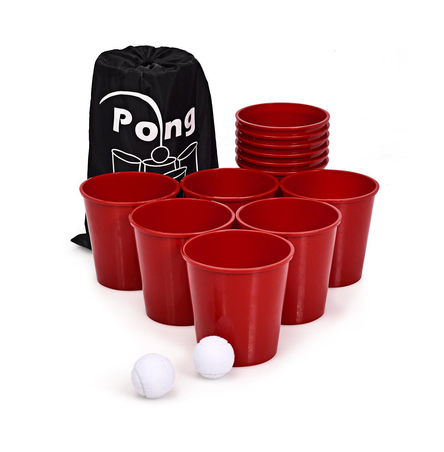 Детские игрушки SUGIFT Giant Yard Pong Game Portable Set with 12 Buckets, 2 Balls, Ages 6+, цвет: Красный — фото 9