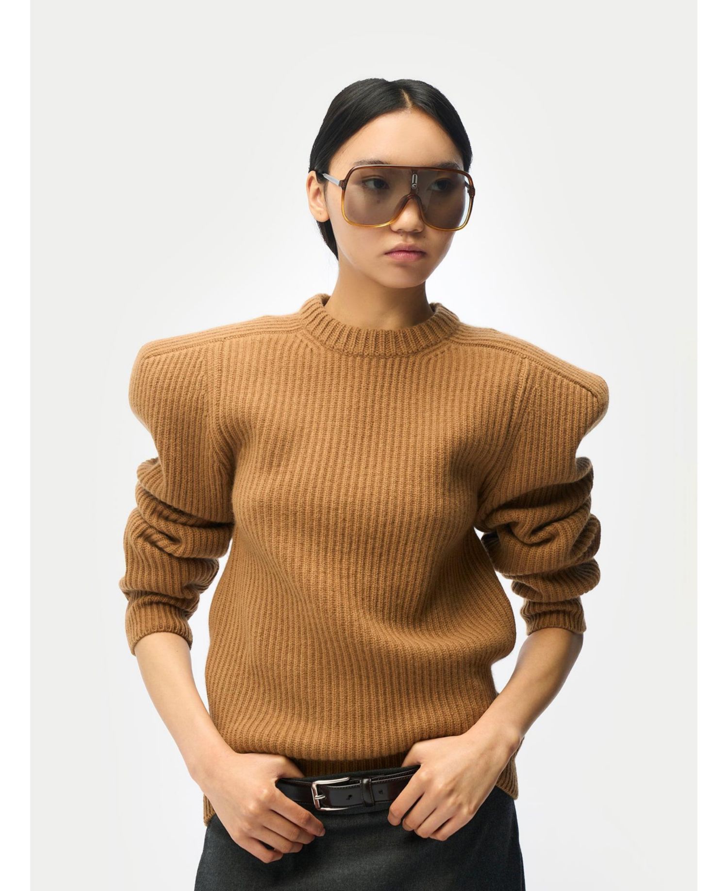 Women's Sculpted-Shoulder Cashmere Sweater