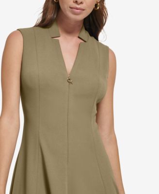 Women's Collared V-Neck Knee-Length Dress