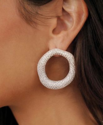 Open Circle Pav&egrave; Earrings