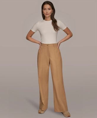 Women's High-Rise Cotton Twill Pintuck Trousers