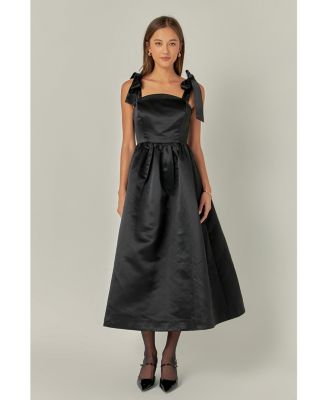 Women's Bow Pointed BLK Midi Dress